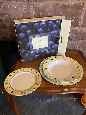 £20 • Buy BNIB Royal Doulton Blueberry 3 Piece Dinner Set Dinner, Salad Plate, Soup Bowl