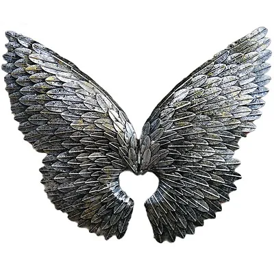 Silver Angel Wings Wall Art Metal Extra Large Industrial Contemporary Sculpture • £54.99