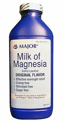 Major Milk Of Magnesia Saline Laxative Constipation Relief Original 16oz 6 Pack • $35.13
