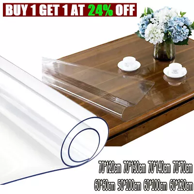 1.5mm Clear Tablecloth Cover PVC Soft Glass Waterproof Non-slip Table Protector • £13.27