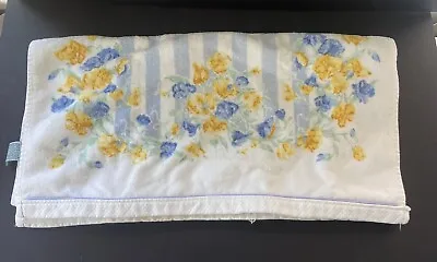 Vintage Laura Ashley Bath Towel Shabby Blue Yellow Flowers Stripes 1990s  • $23.99
