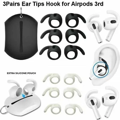 $8.68 • Buy 3Pairs Silicone Ear Tips Hooks For Airpods 3 3rd Generation Anti-Slip Case Cover