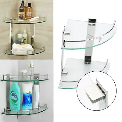 £11.99 • Buy Ace 2 Tier Bathroom Corner Glass Shower Wall Mounted Shelf Rack Storage Caddy UK
