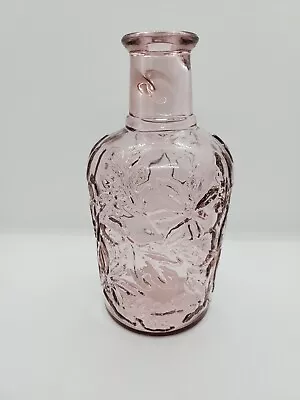 Vintage Pink Embossed Maple Leaf Glass Syrup Bottle  Canada • $8.99