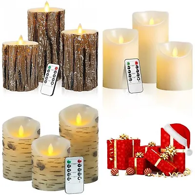 £10.85 • Buy Set Of 3 LED Flameless Pillar Candles Flickering Battery Operated With Remote