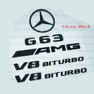 G63 AMG V8 BITURBO Rear Star Emblem Black Badge Combo Set For Mercede W463 W464 • $39.99