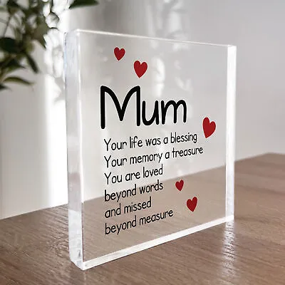 Remembrance Gift For Mum Acrylic Block Mum Memorial Plaque Memorial Gift For Mum • £9.99