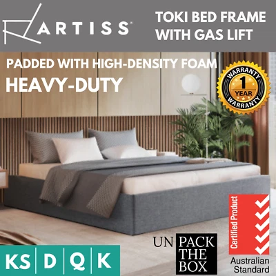 $222.05 • Buy Artiss Gas Lift Queen Double Bed Frame King, Single Storage Base Fabric Toki