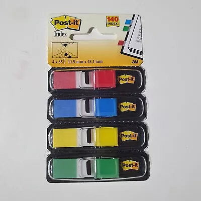 POST-IT 11.9mm X 43.1mm  PAPERWORK INDEX TAB FLAG MARKERS 4 COLOUR PACK 683-4 • £5.99