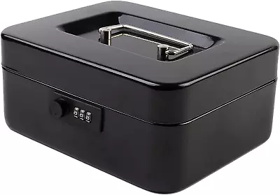 Medium Metal Cash Box With Combination Lock Safe And Money Tray For Security 7.8 • $22.01