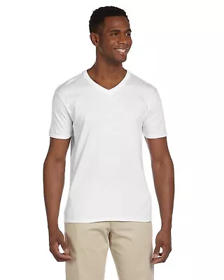 Gildan Mens T-Shirt V-Neck  Short Sleeve 4.5 Oz SoftStyle Tee MG64V • $3.96