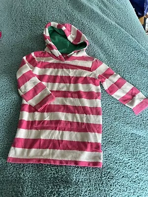Mini Boden Girls Pink Striped Terry Swim Cover Up Dress 4 5 Toweling • $9.99