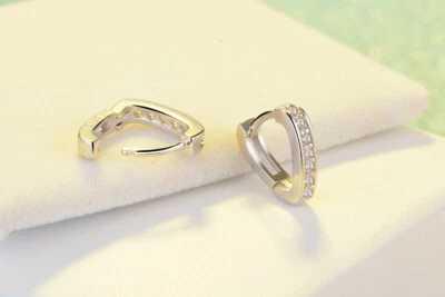 $23.90 • Buy V Shape Heart CZ Earrings S925 Sterling Silver By Charm Heaven NEW