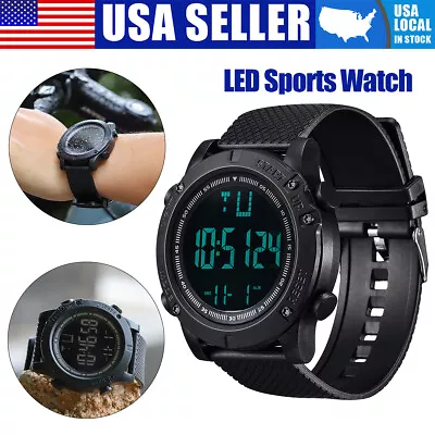 Men Waterproof Digital Sports Watch Military Tactical LED Backlight Wristwatch • $7.45