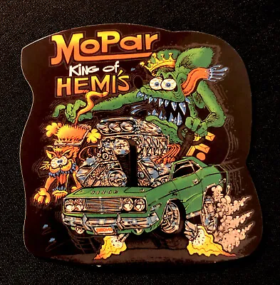 Rat Fink Sticker “mopar King Of Hemis” 3 3/4  X 3 3/4 “super Sized & Glossy!!! • $2.90