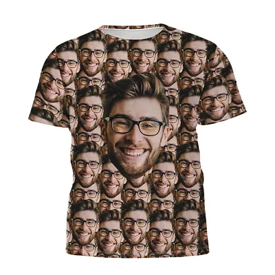 Unique Personalised Full Face Photo Print T-Shirt Custom T-Shirt With Your Face • £12.74