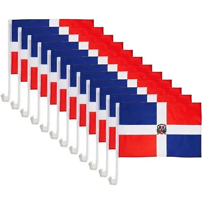 Dominican Republic Car Flags With Window Mount Clip (12 X 17 Inches 12 Pack) • $19.99