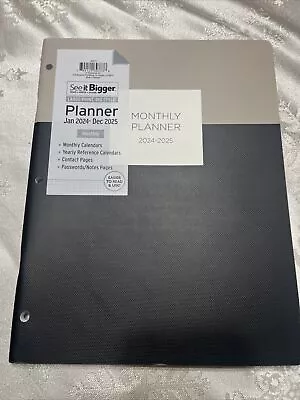 See It Bigger 2024 2025 Two Year Large Print Monthly Planner 11x9 Contact Notes! • $10