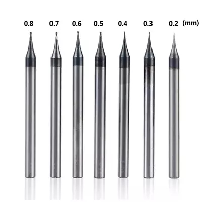 7pcs 0.2-0.8mm Micro End Mill 2 Flute HRC55 Tungsten Carbide Flat Milling Cutter • $29