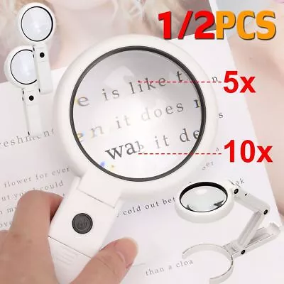 10X Magnifying Glass With Light 8 LED LAMP Magnifier Foldable Stand Table 1/2PCS • $11.40