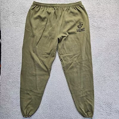 US Marine Corps USMC Sweatpants Mens 2XL Green Physical Training Pants • $17.99