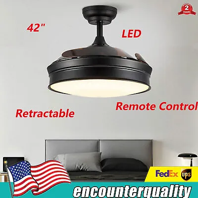 42  Retractable Blades LED Chandelier Ceiling Fan Light Lamp With Remote Control • $71.25
