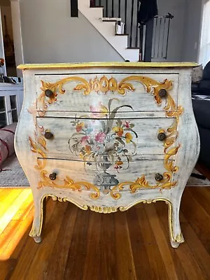 Bamberger’s Vintage Italian Bombe Chest Hand Painted Floral Design   • $350
