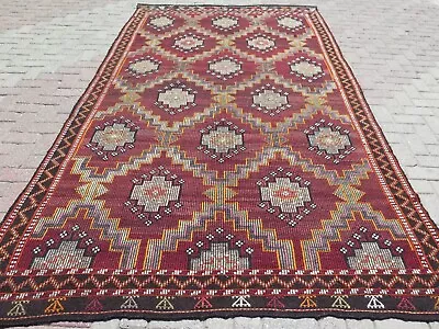 Area Rugs Vintage Turkish Kilim Wool Rug Tribal Rug Handmade Carpet 76 X129  • $228.65