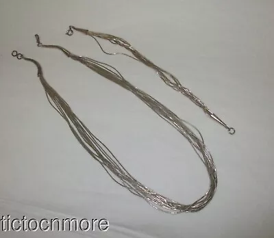 Vintage Navajo Indian Sterling Cone End Heishi Liquid Silver Necklace & Bracelet • $24.99