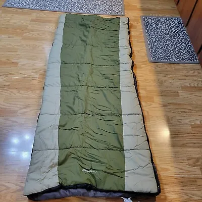 Nice Clean Adult Eddie Bauer Sleeping Bag With Canvas Case Green And Black • $25