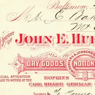 1898 $9.17 Letterhead Billhead John E. Hurst Dry Goods Baltimore Ephraim Baker*  • $22.99