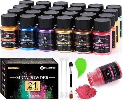 Mica Powder，24 Colors - 10g/Bottle Of Natural Pigment Powder For Epoxy Resin，Soa • $13.99