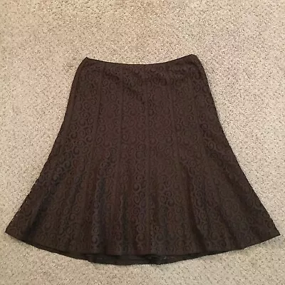 Sigrid Olsen Skirt Size 6 Midi Lined Brown Geometric Lace A-Line • $14.39