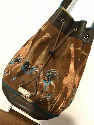 Vintage Char Santa Fe Navajo Native American Giraffe HandPainted Boho Bucket Bag • £53.07