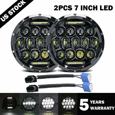 2X 7Inch Round 280W Total LED Headlights Hi/Lo For 97-17 JEEP JK TJ LJ Wrangler • $42.99