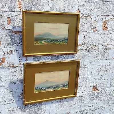 Pair Antique Dartmoor Original Watercolour Paintings F Reynolds Victorian Gilt • £80