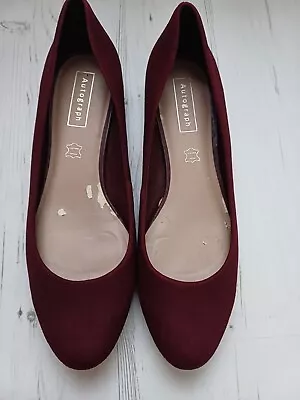 M & S Ladies Burgundy Suede Leather Slip-on Shoes Size 7 • £12.50