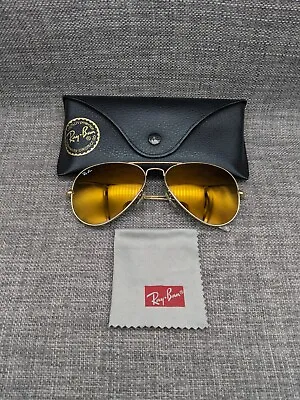 £59.99 • Buy Ray-Ban Aviator Sunglasses RB3025 58/14 Gold / Brown