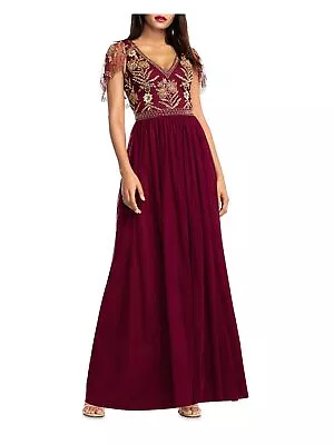 AIDAN MATTOX Womens Maroon Banded Waist Skirt Lined Formal Dress 6 • $73.99