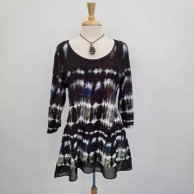 Simply Vera Vera Wang Womens Tie Dye Crinkle Top Blouse Size 0X (14W) 3/4 Sleeve • $22.98