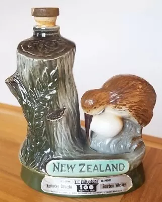 Vintage 1974 Jim Beam New Zealand Ceramic Decanter Kiwi Bird & Egg *Empty* • $16.98