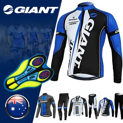 Giant Sport Riding Bicycle Bike Cycling Men Clothing Long Sleeve Jersey Pant Set • $59.99