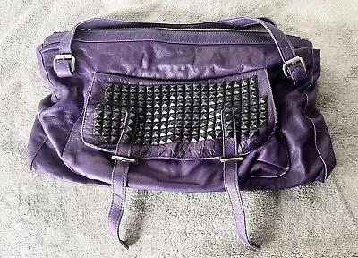 Tylie Malibu Purple Soft Leather Studded Purse Handbag 14”x 10” Used • $65