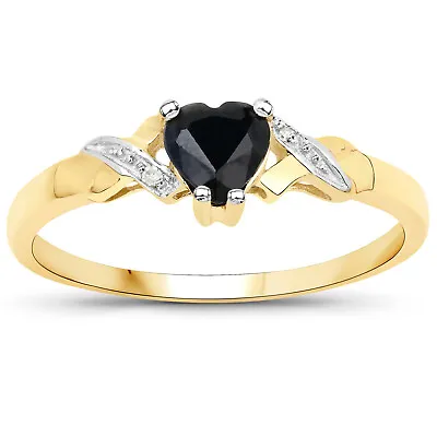 £119.99 • Buy 9ct Gold Small Sapphire Heart & Diamond Engagement Ring Size H - U Gift