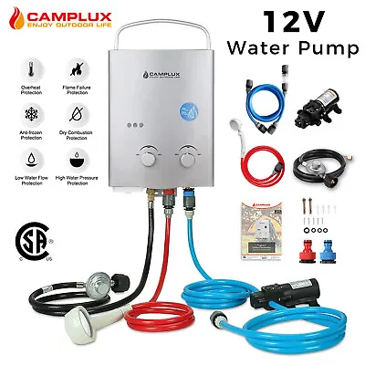 Camplux Tankless Hot Water Heater & Pump Kit Outdoor Portable Gas Water System • $199