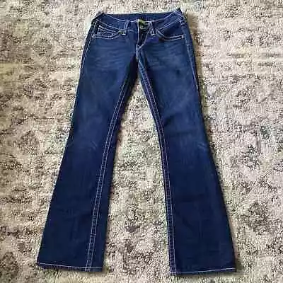 True Religion Women's Size 27 Blue Becky Slim Boot Jeans Stretch Denim Dark Wash • $24.99