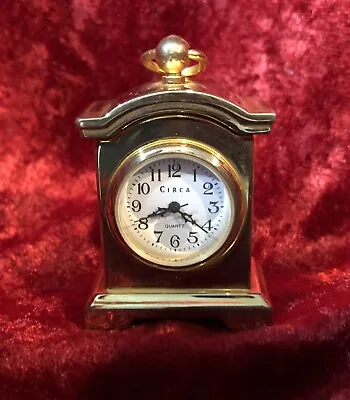 Vintage Miniature CIRCA Brass Quartz Table Clock Model 11-561 Dollhouse • $15