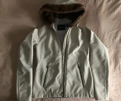 Marmot M Davos Furlong White Faux Fur Hooded Softshell Jacket Zip XS • $48.88