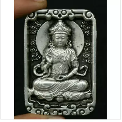 2.8  Chinese Miao Silver Hand Carving Buddhism Kwan-yin Guan Yin Amulet Pendant • $5.99