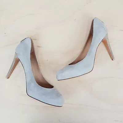 SALVATORE FERRAGAMO Womens Size 8.5 Suede Leather Grey Pumps Heels Shoes  • $250